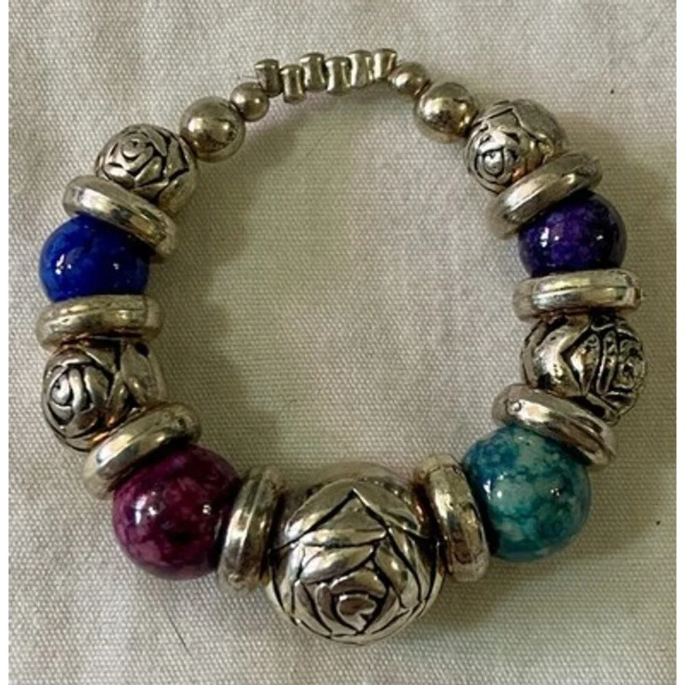 Faux Silver  & Beads Napkin Rings Holders - Set Of 4-2”